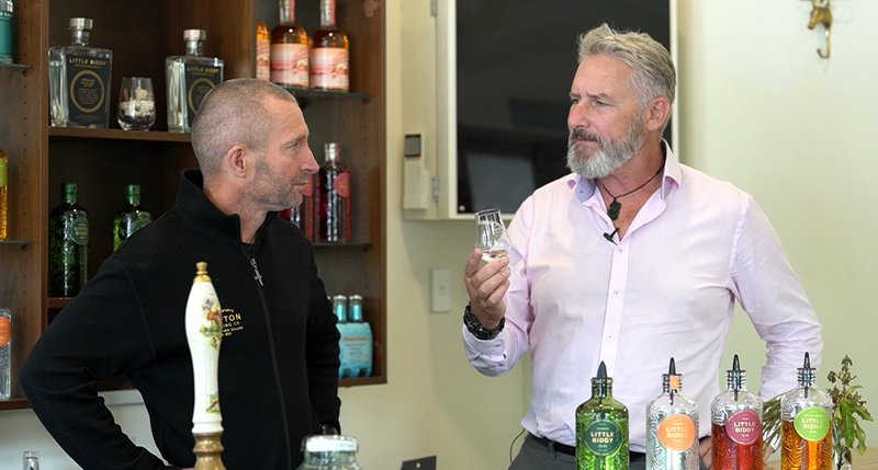 Heath Milne (DWC chief executive) doing a tasting at Reefton Distilling Co