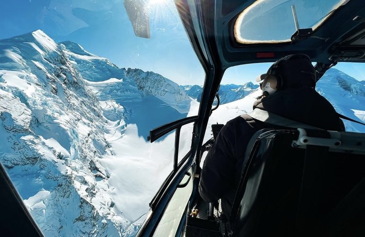 View from behind the pilot.